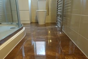 Johnson Tiles Zeppelin Bronze Floor tile fitted in Shower Room
