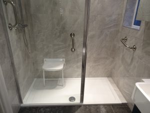 Mobility Shower Room Kenilworth with Shower seat and grab rails