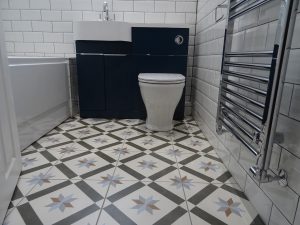 Traditional bathroom with Victorian Style Geo Porcelain Floor Tile